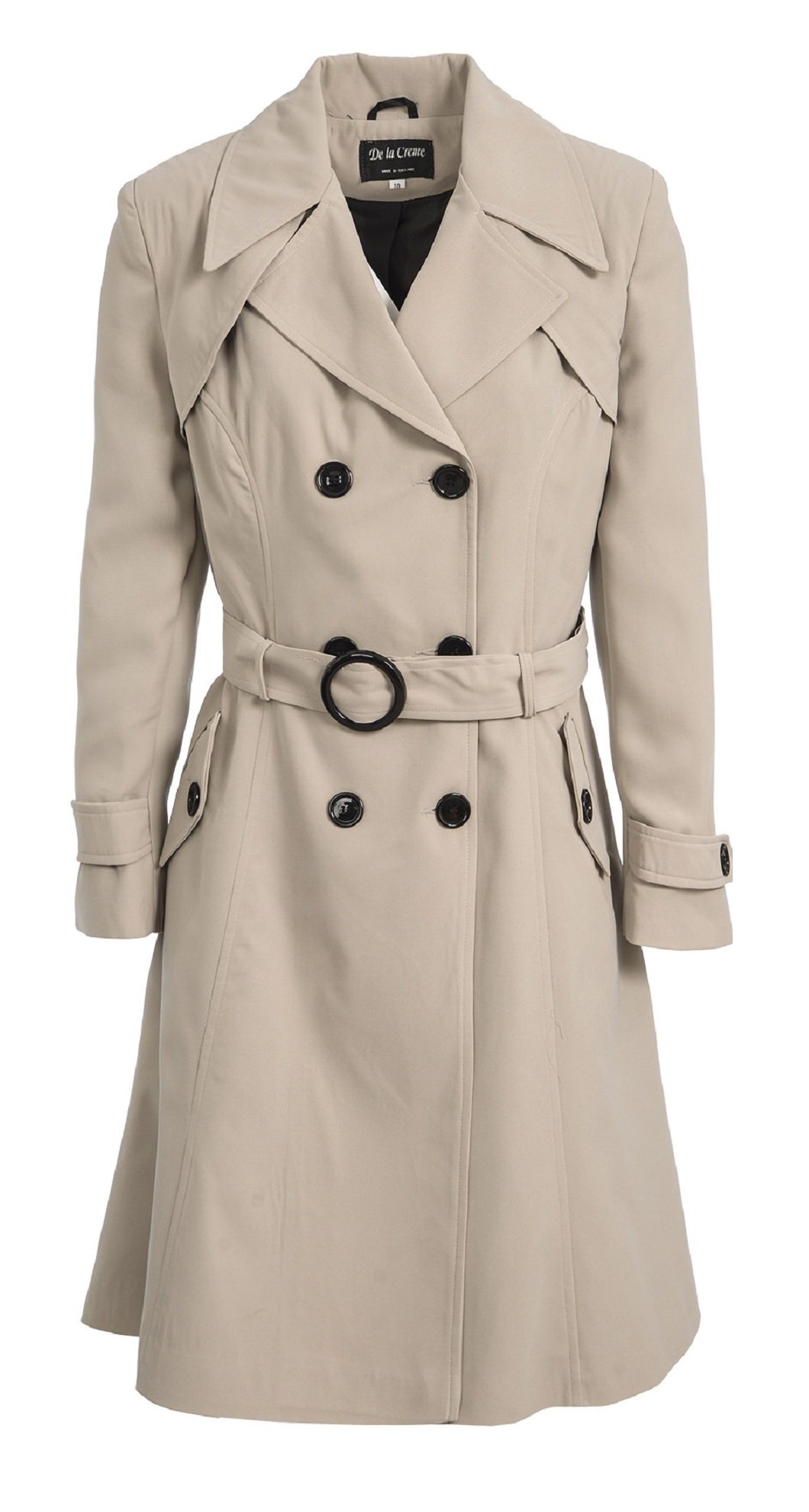 De La Crème Women's Stone Trench Coat Spring/Summer Autumn Lightweight Belted Mac Trench Coat 42" Length (20, )