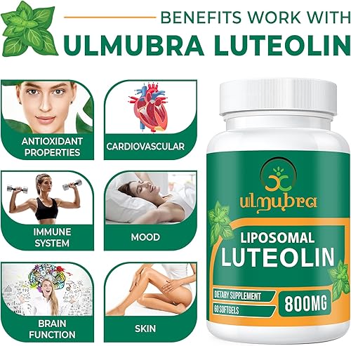 Miniatura 5 de Suplemento de luteolina liposomal de 800 mg - Máxima absorción, suplemento antioxidante premium para el cerebro y el bienestar general, 60 cápsulas