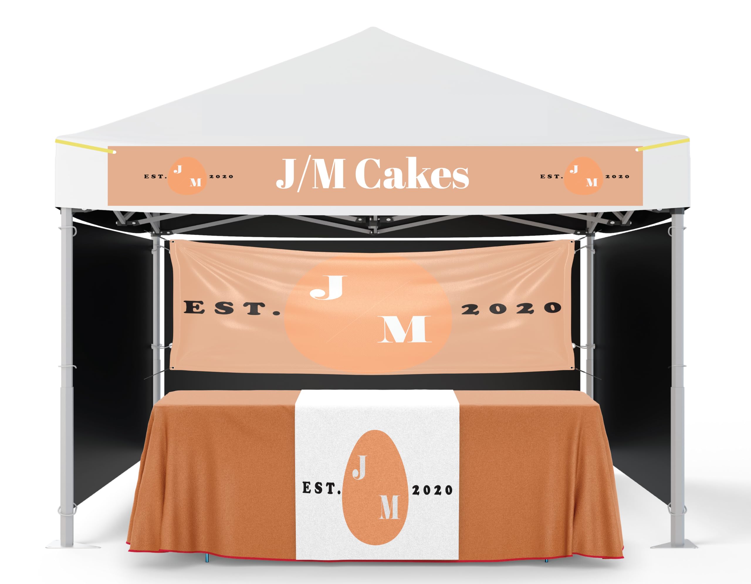 Farmer market decor tent decor,Tent Banner and Table Runner Bundle,Three Personalized Banners,craft show display,farmer market decorations (8x1ft Top Banner 30x72in Table Runner, 4x7ft Backdrop) : Home & Kitchen