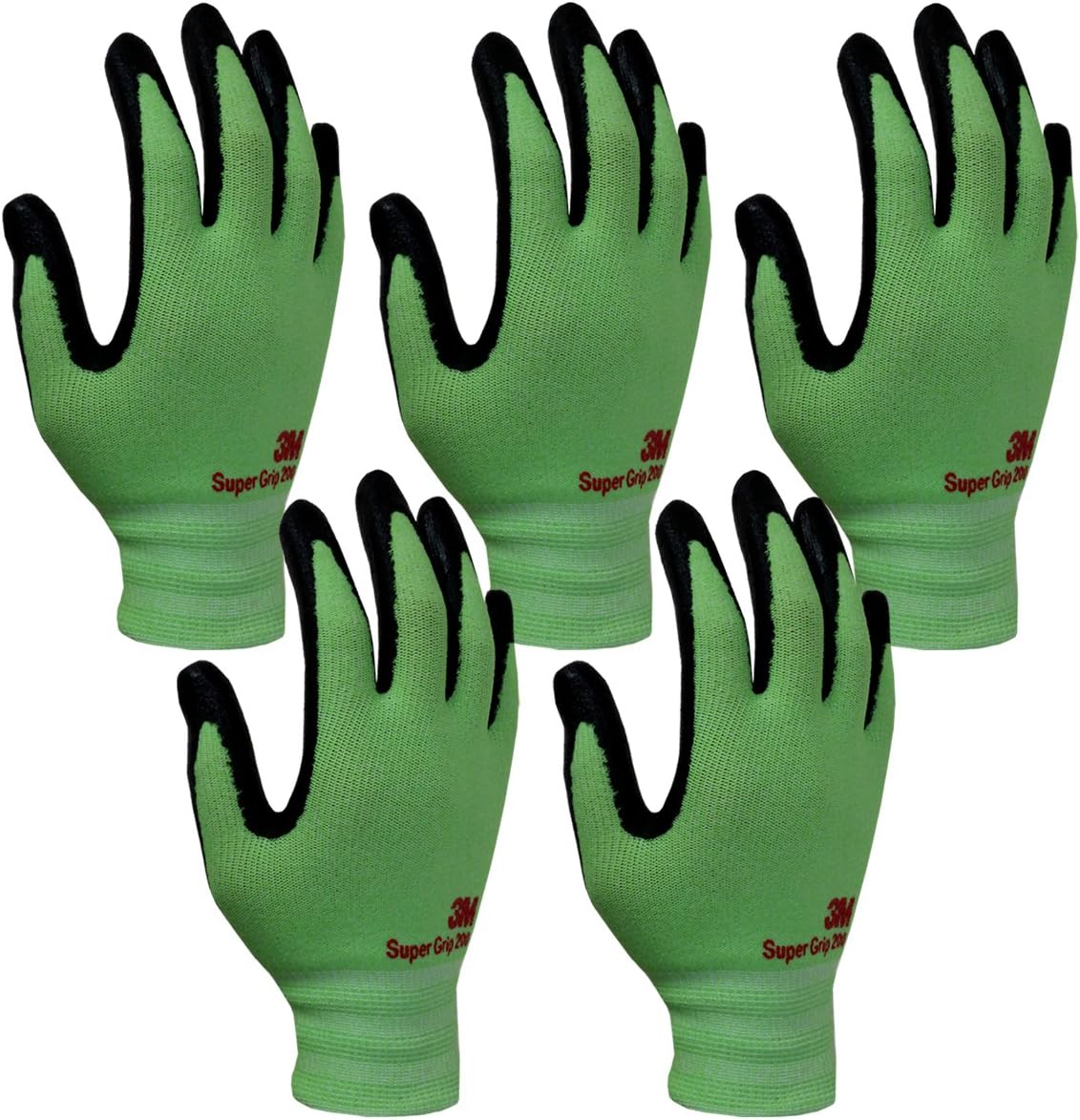 3M Comfortable Grip Nitrile Foam Coated Gardening Work Gloves(5pk) (Large, Green)