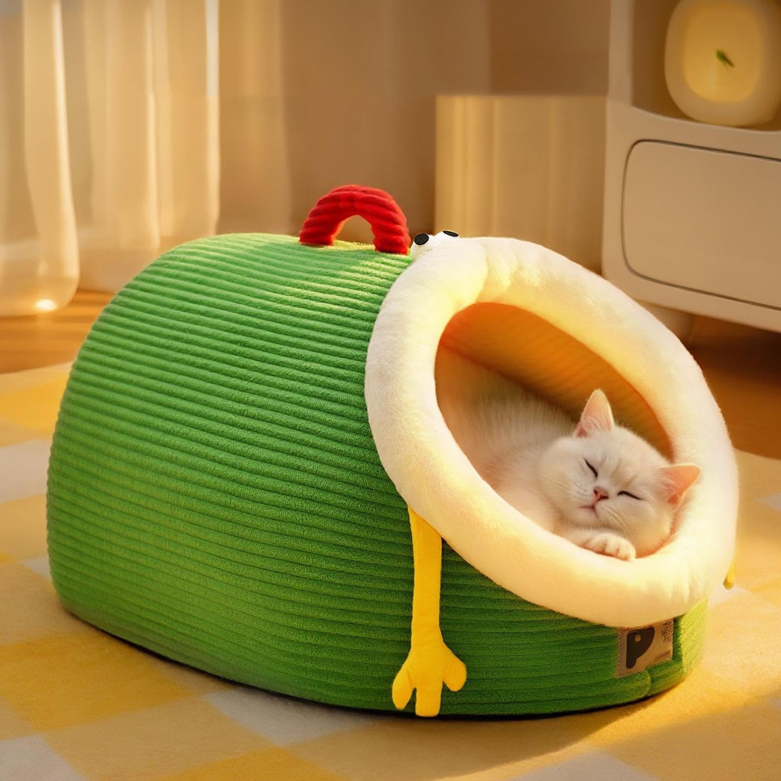 Caseta para gatos manta, cama cerrada para gatos | Suave caseta con diseño | de abierta y extraíble lavable, para animales domésticos pequeños, cachorros, invierno sueño en casa