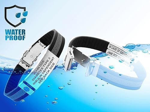 Miniatura 3 de UltraSlim Designer - Pulsera de identificación médica (incluye 6 líneas de grabado personalizado), elige tu color