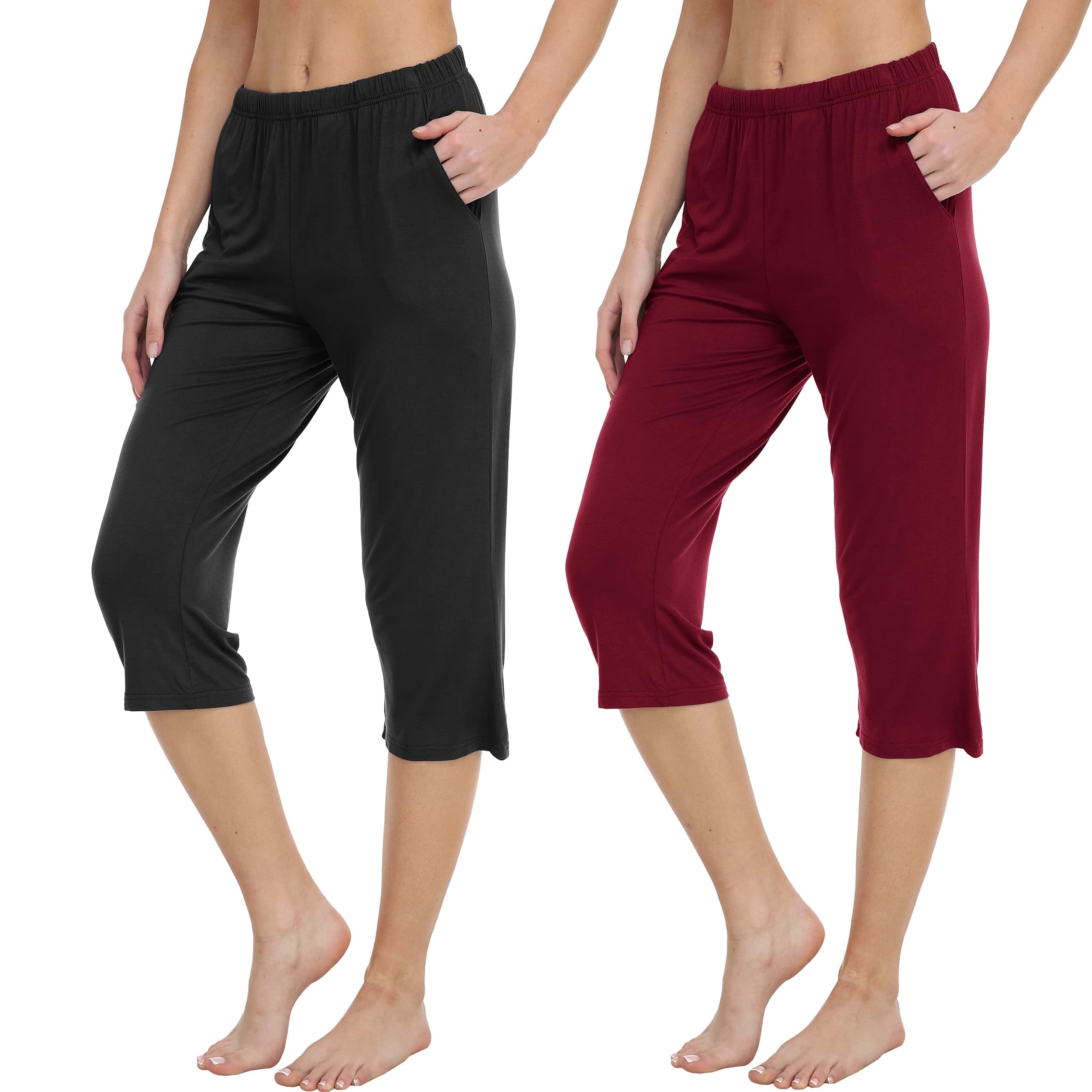 MoFiz Pantaloni Pigiama Donna 3/4 Pantaloni Lunghi per Dormire Pantaloni del pigiama Morbidi Pantaloni