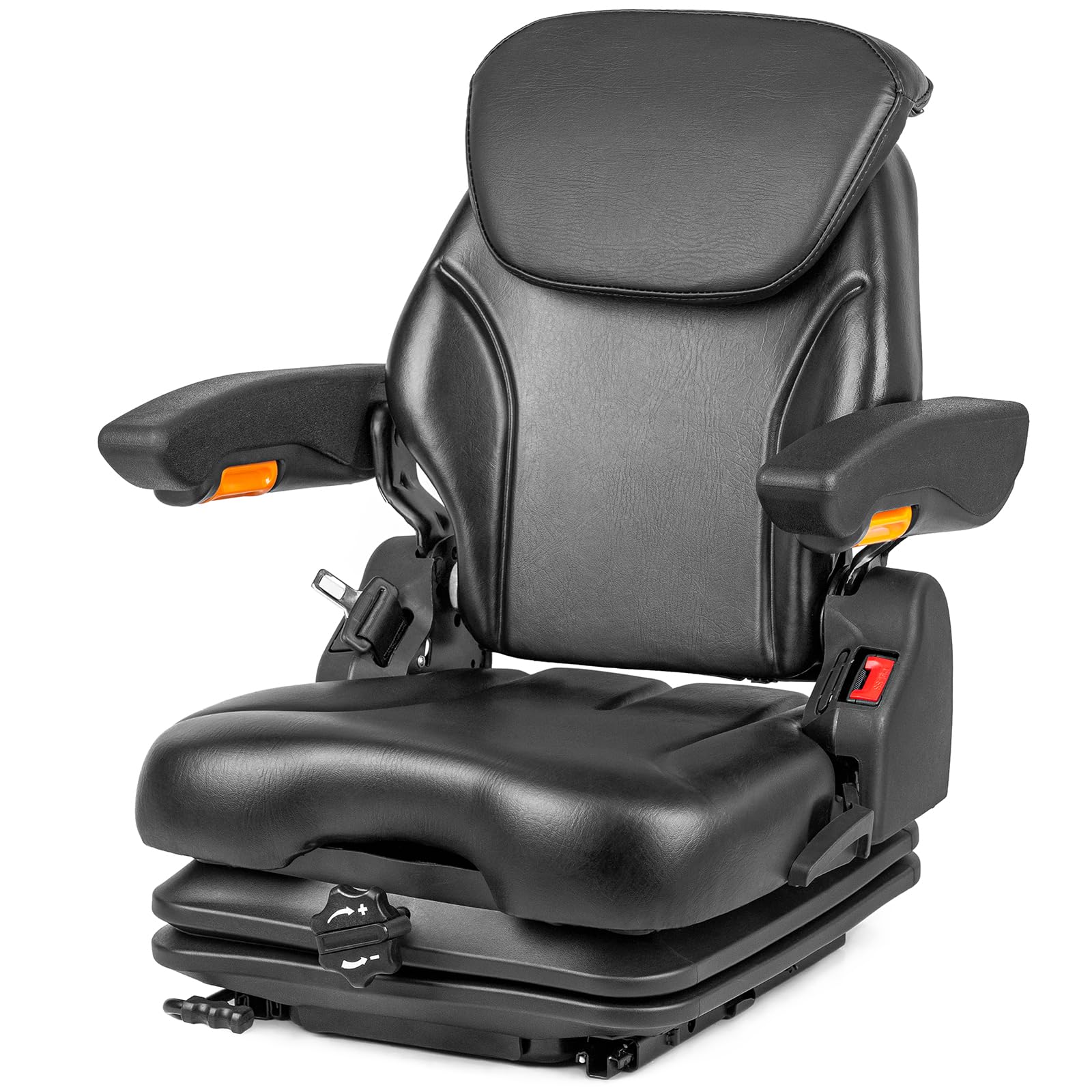 Photo 1 of SEATIN Universal Suspension Tractor Seat,Zero Turn Mower Seat With Adjustable Angle Back, Armrests,Micro Switch And Seatbelt, Heavy Duty Seat For Skid Steer Excavator Harvester Telehandler (factory sealed) 