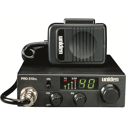 Uniden PRO510XL Pro Series 40-Channel CB Radio. Compact Design. Backlit LCD Display. Public Address. ANL Switch and 7 Watts of Audio Output. Unique PLL Circuit. S/RF LED Meter. , Black