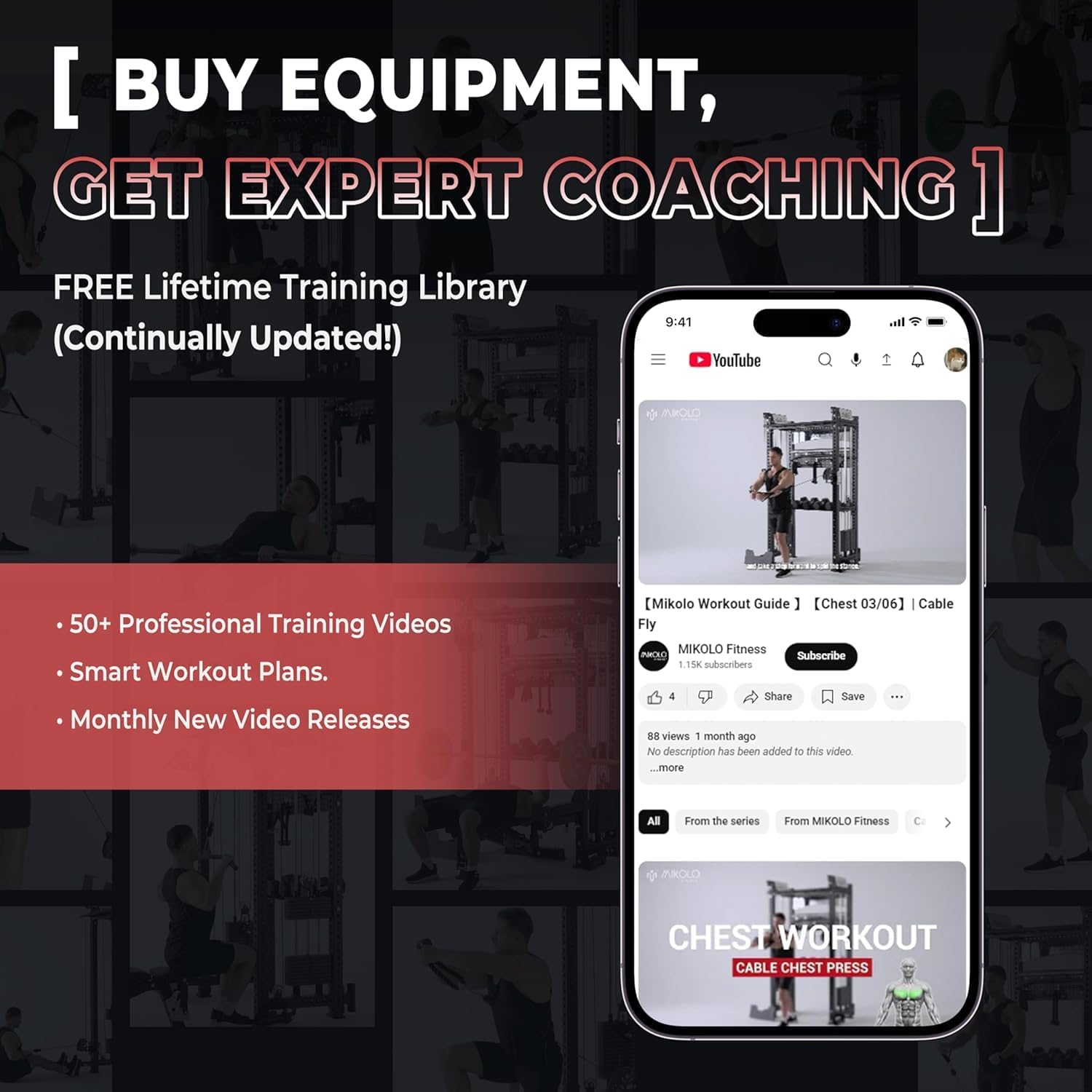 Mikolo Folding Squat Rack, Wall Mounted Power Rack With Cabl...