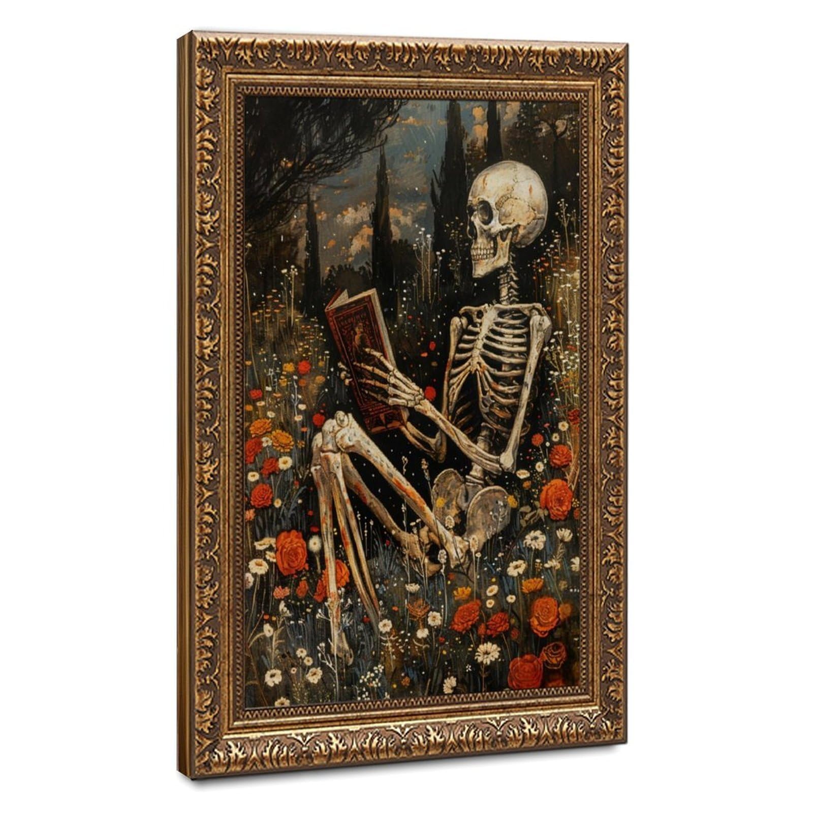 Bareronor Gothic Skeleton Canvas Poster for Bedroom Decor Gift