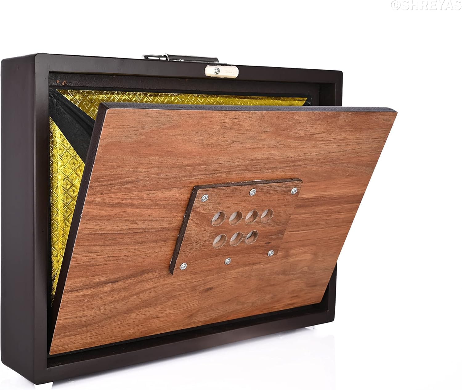 Shruti Box Musical Instrument, Pure Teak Wood Size (15" X 10" X 3"), Tune 440 Hz, Key -C To C (Lower Tone- Male Type Reed), Shruti Box with Carry Bag