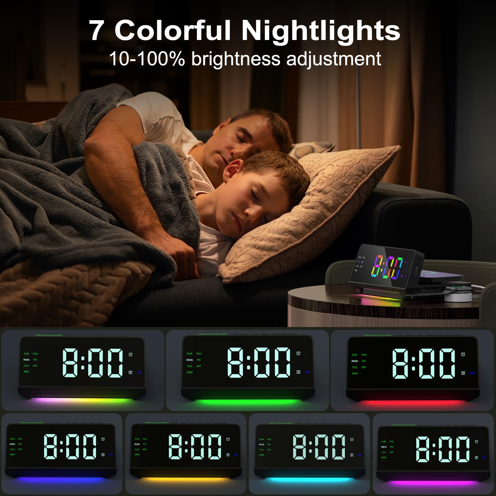 Réveil Lumineux avec 2 Alarmes, Horloge Numérique LED avec Veilleuse aux Couleurs Changeantes, Snooze, Aide au Sommeil, Minuterie, Réveil Ado avec 2 Ports de Charge USB pour 12 13 14 ans Fille Réveil Lumineux avec 2 Alarmes, Horloge Numérique LED avec Veilleuse aux Couleurs Changeantes, Snooze, Aide au Sommeil, Minuterie, Réveil Ado avec 2 Ports de Charge USB pour 12 13 14 ans Fille