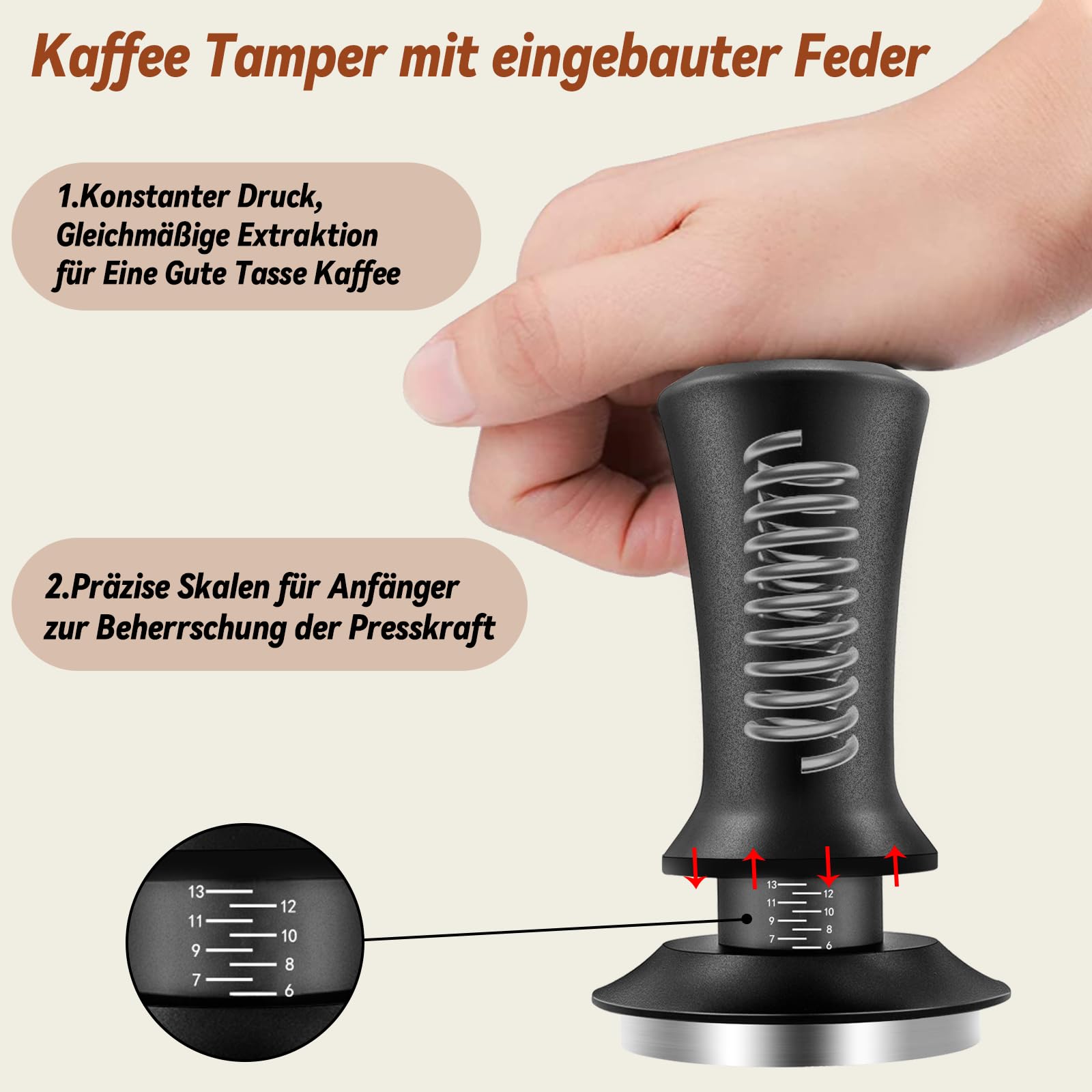 Tamper 51mm Ricambi De Longhi Macchina Caffe Tamper Per Caffè 51 Mm, Tamper Per Espresso Con Scala Pressa Caffe Pressino Caffe 51mm