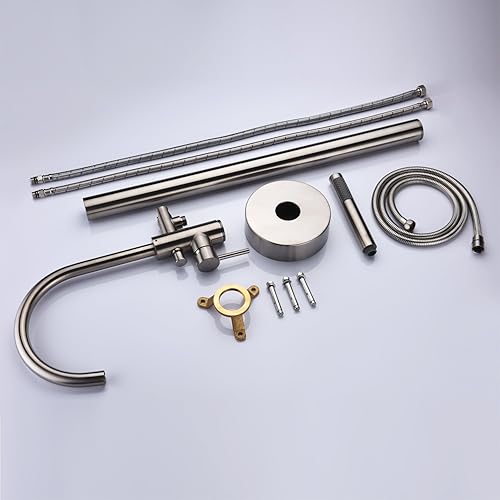 Miniatura 13 de Grifo de bañera independiente, grifos de llenado de bañera, color negro, mango único, montado en el piso con ducha de mano Negro -,Oro