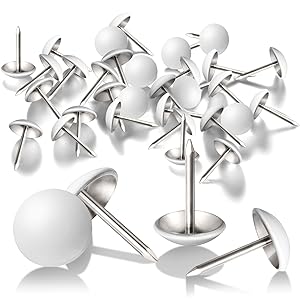 300 Pieces Upholstery Nails Tack 11 mm Decorative Furniture Tacks Head Diameter Thumb Push Pins for Furniture Sofa Headboards Cork Board (White)