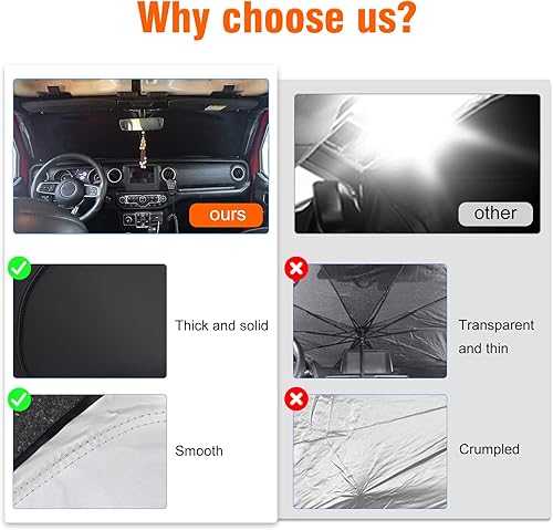 Miniatura 8 de Parasol para parabrisas compatible con Ford Bronco 2026 2025 2024 2023 2022 2021, protector de visera plegable que bloquea los rayos UV, parasol