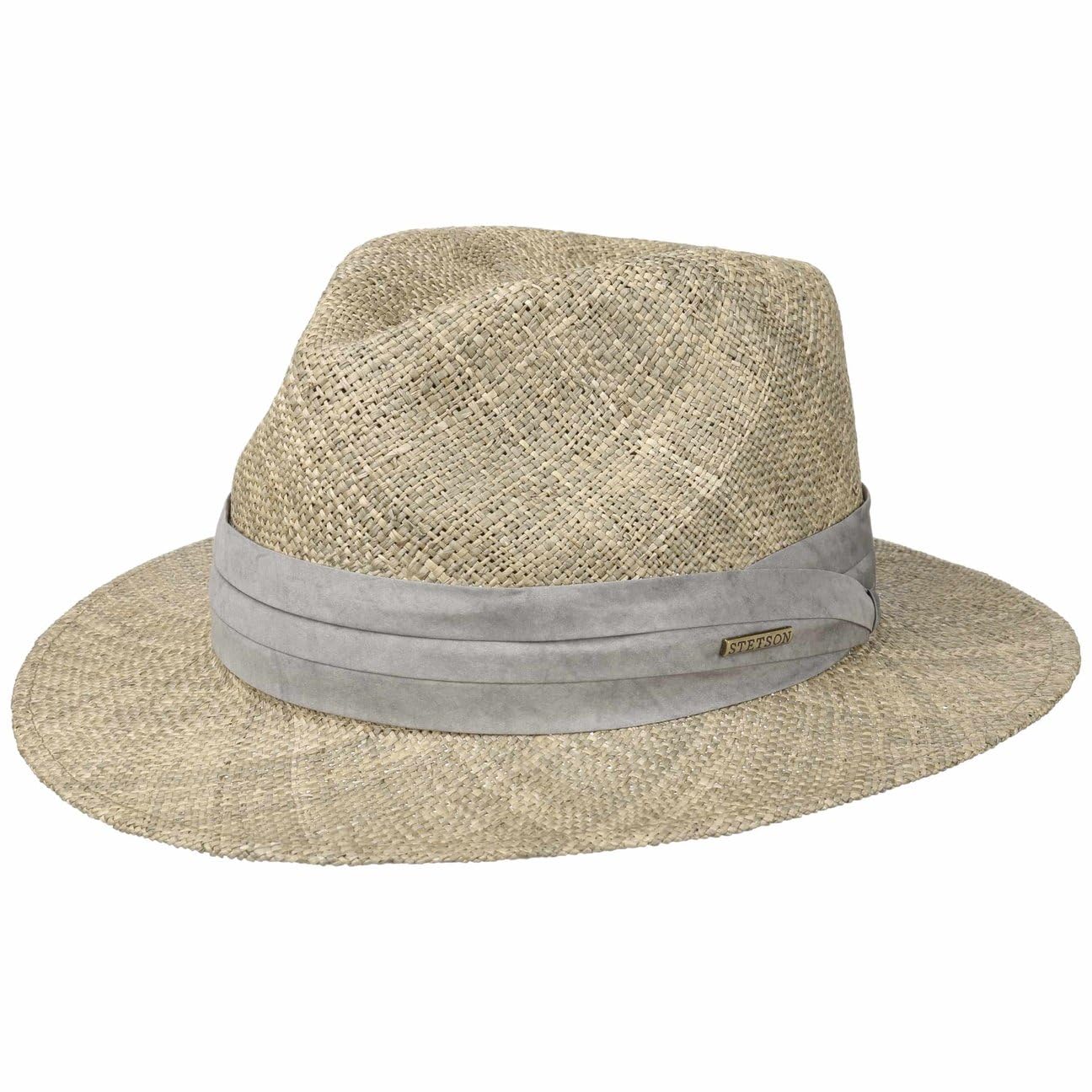 Stetson Caney Seagrass Traveller Herrenhut Sonnenhut mit elegantem Garniturband Unifarbener Strohhut Frühjahr Sommer