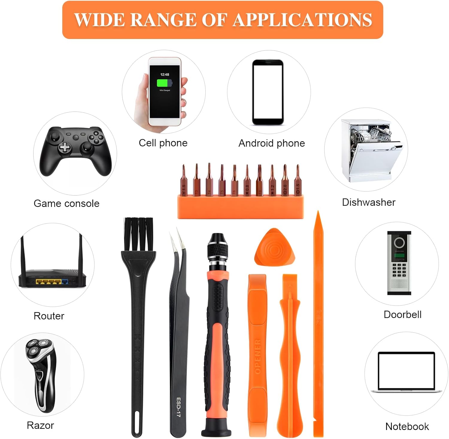 ASTARON 17 in 1 Screwdriver Set for MacBook, Repair Tool Kit with T3 T4 T5 T6 T8 P2 P5 PH000 Ph00 Y00 Magnetic Torx Bit & Opening Tool for Laptop, Macbook Air and Pro, Xbox, PS4