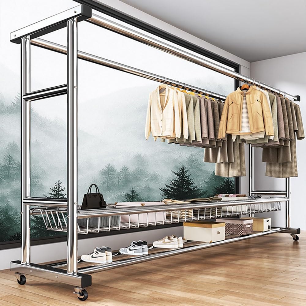 Wäscheständer mit Seilzug, freistehender Wäscheständer for drinnen und draußen, Wäscheständer aus Edelstahl for Wäsche, Badezimmer und Balkon(150 * 50 * 150cm)