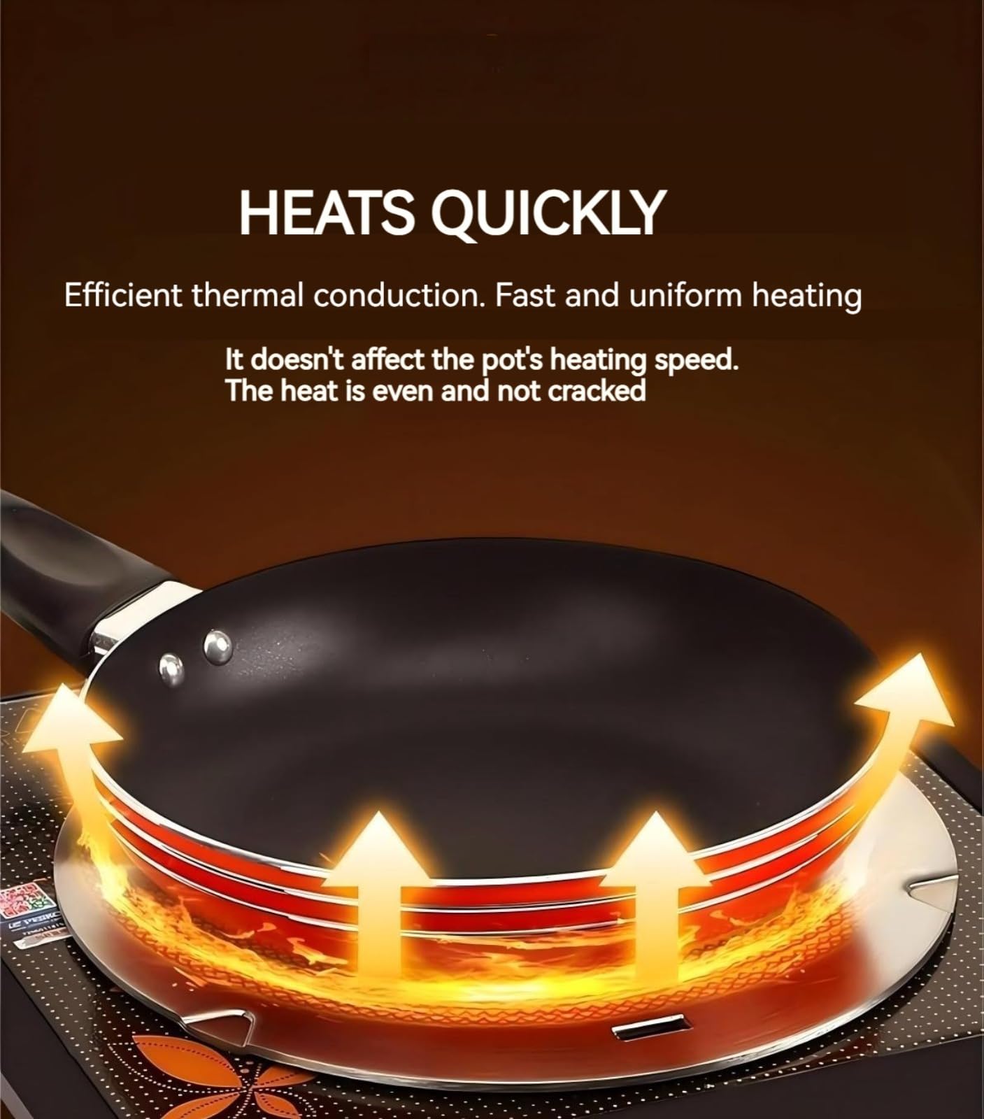 Piastra Adattatore e Diffusore di Calore per Piano Cottura a Induzione, in Acciaio Inossidabile con Manico Rimovibile e Compatibile con Fornelli a Gas e Elettrici (Argento, 20cm)