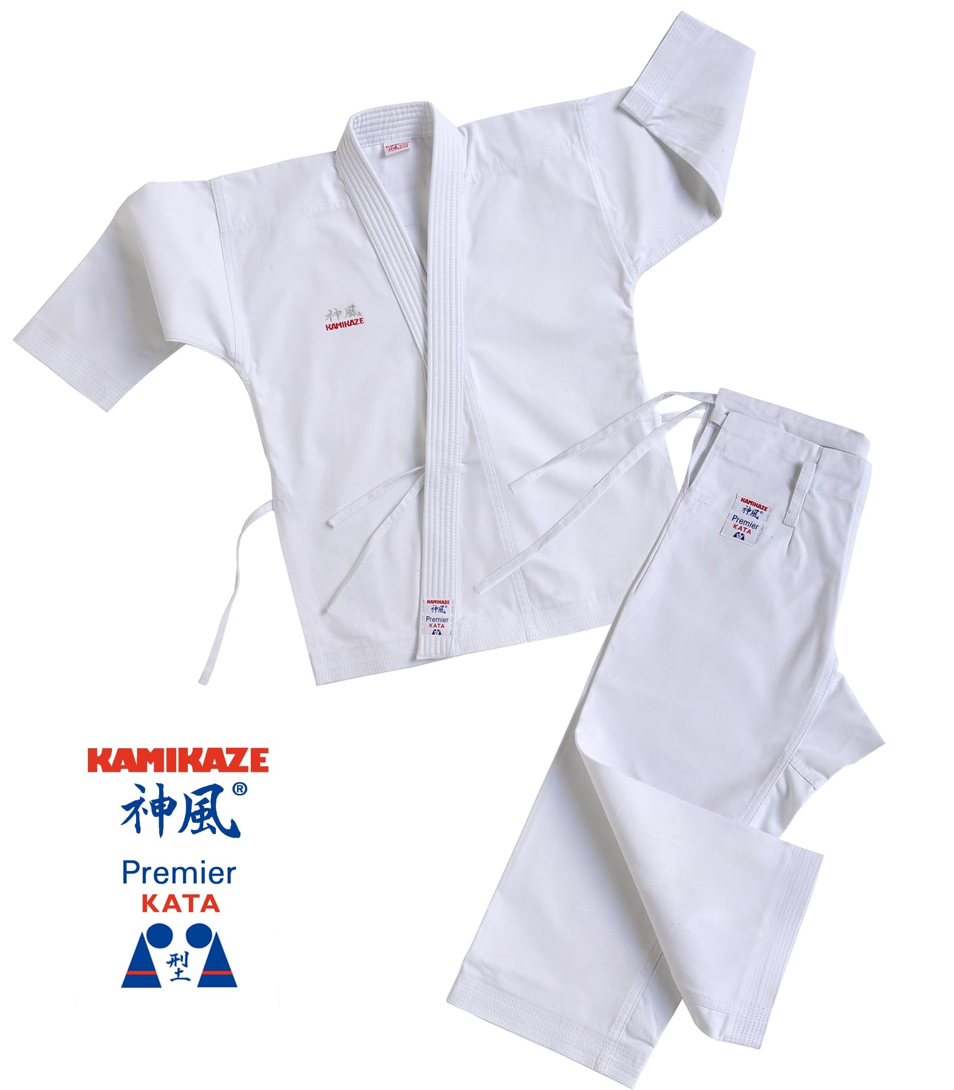 Kamikaze Karategui Premier Kata, Traje de Karate para Competición Kata, 100% Algodón, Peso Medio, Color Blanco