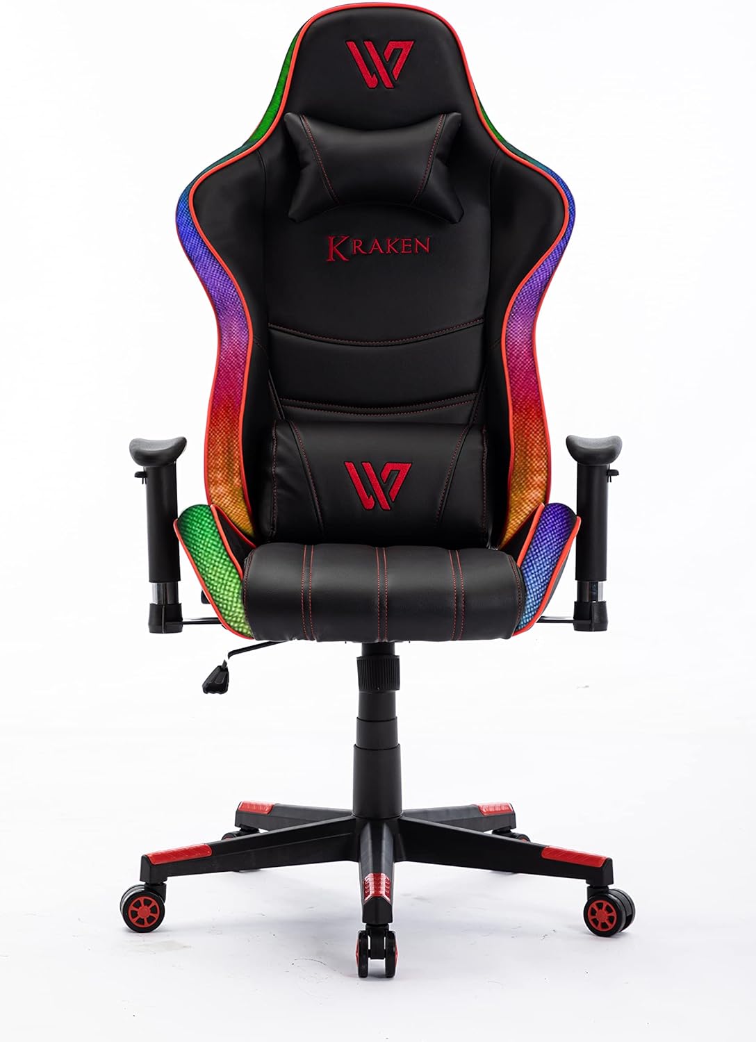 Silla Gaming RGB. Silla Escritorio con Luces LED. Silla butaca Gaming RGB. Sillon Gamer, computadora con Luces LED (Roja WT-23)