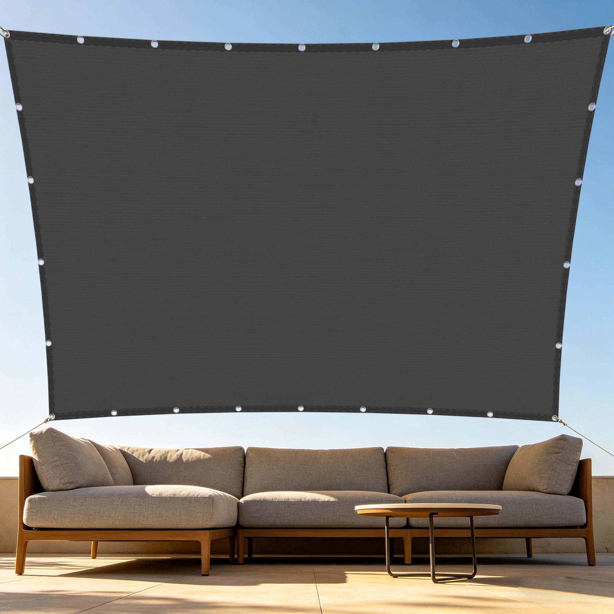 Voile d'ombrage pluie et soleil toile rectangulaire étanche 180 x 380 cm avec oeillets