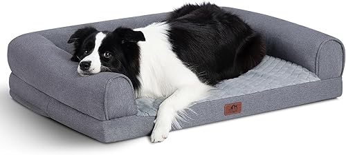 Hollypet Cama ortopédica para perros grandes, sofá de espuma de apoyo para mascotas con funda extraíble lavable y parte inferior antideslizante,