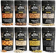 LILA DRY FRUITS Combo Pack 8 in 1 Almonds Cashews Walnuts Anjeer Apricots Golden Black Raisins Salted Pista 100 g x 8 Each | Assorted Premium Dry Fruits Pack for Daily Use Perfect for Gifting