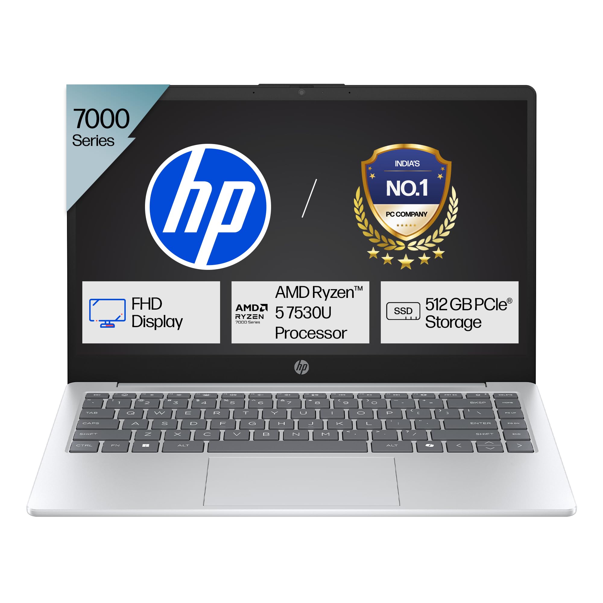 HP 14, AMD Ryzen 5 7530U (16GB DDR4, 512GB SSD) FHD, Anti-Glare