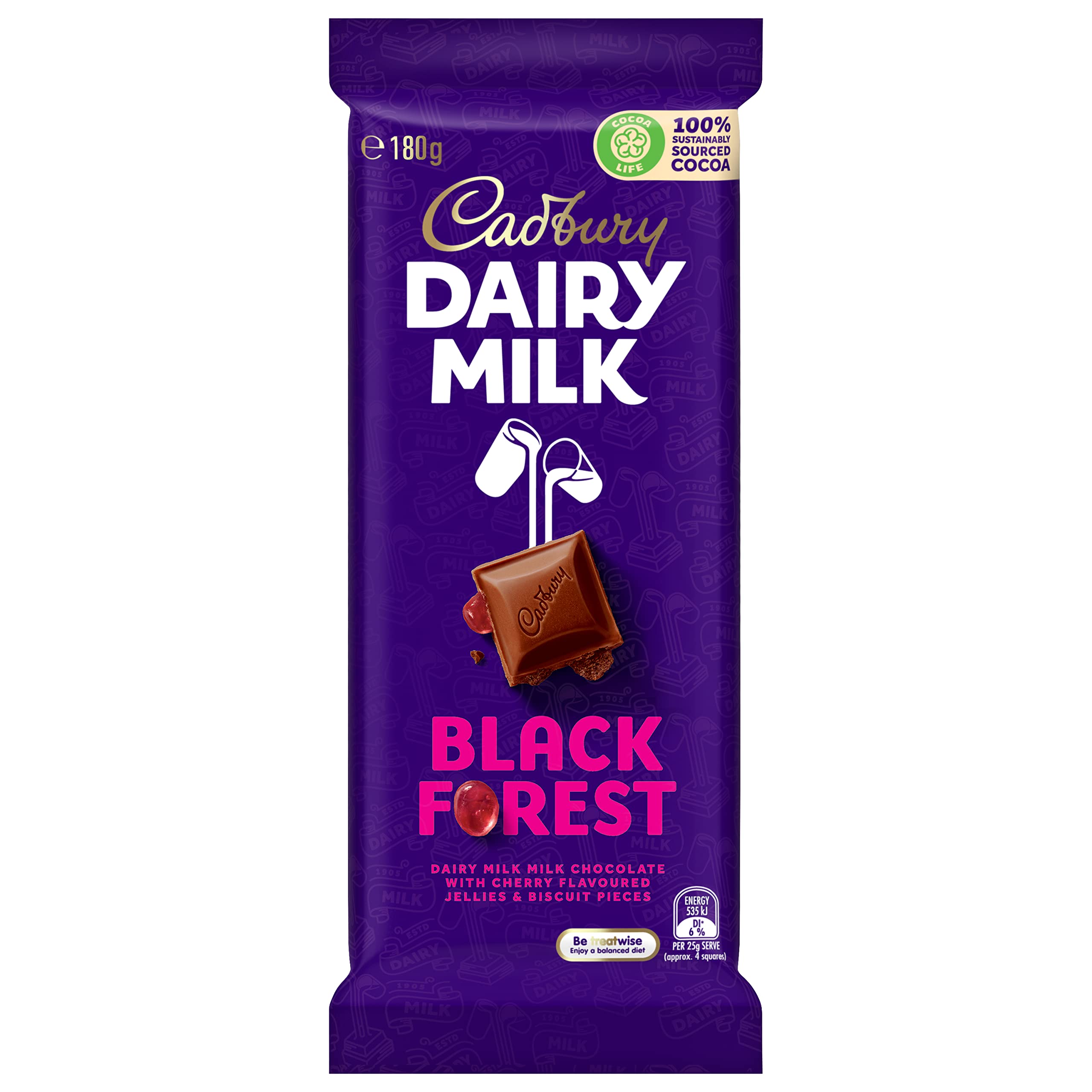 Cadbury Dairy Milk Black Forest with Cherry Flavoured Jellies and Biscuit Pieces (Australian Imported),180 grams (B07T4WP43T) Amazon Price History, Amazon Price Tracker