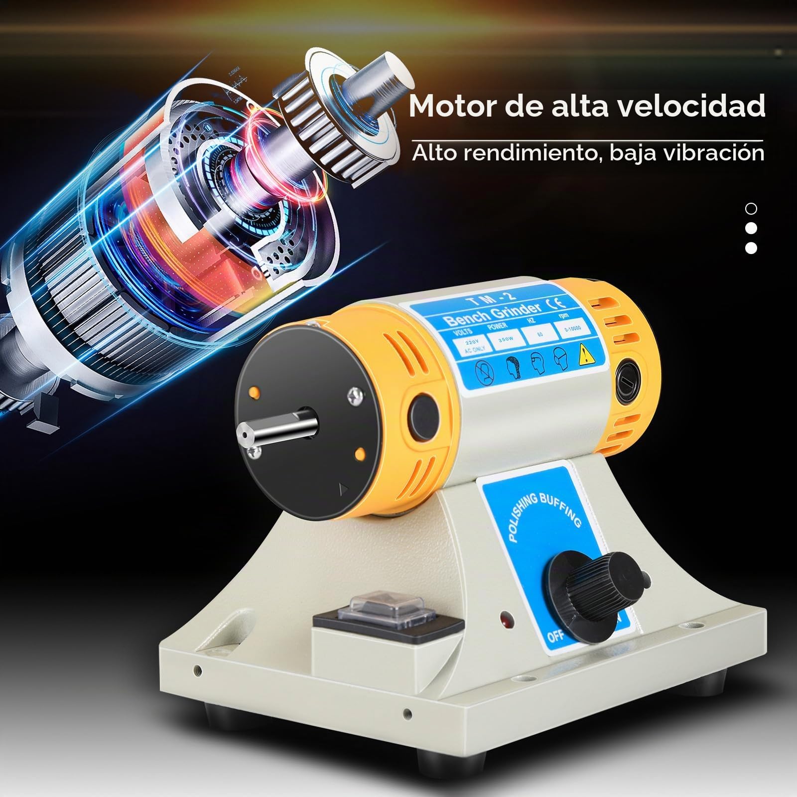 Máquina pulidora de banco 10000 rpm 350W Pequeña máquina de corte y pulidora de jade para trabajar la madera de escritorio multifuncional Rectificadora de joyería eléctrica