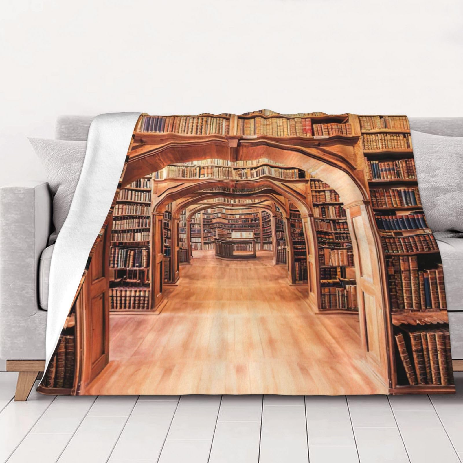 Couverture en flanelle haut de gamme au design bibliothèque pour lit et canapé chic
