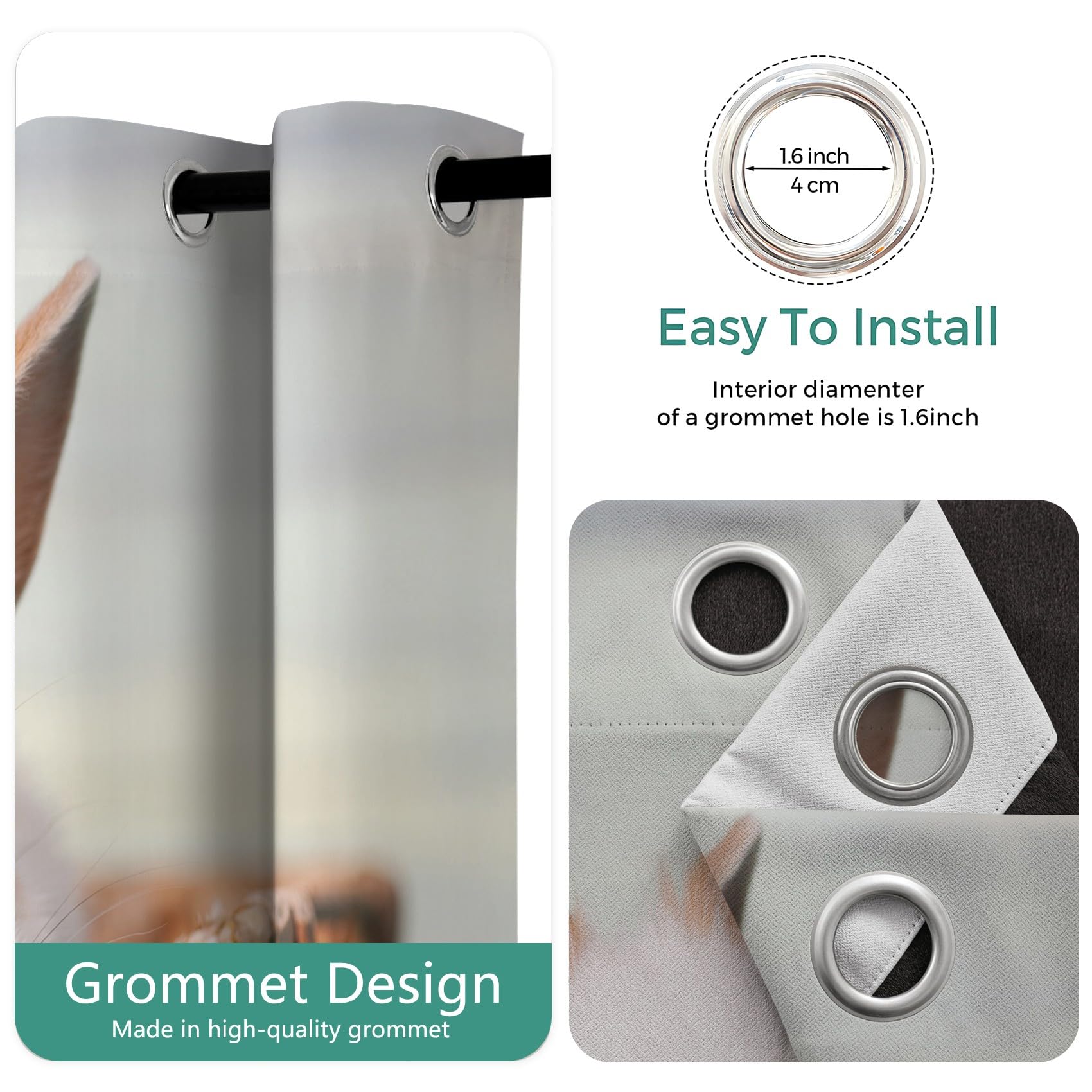 Generico Tende Coniglio Tenda Oscurante da Interno animale Tende Termiche Anti-Rumore per Interni 2 Pezzi 140x180 cm Ideali per Camera da Letto e Soggiorno H3186