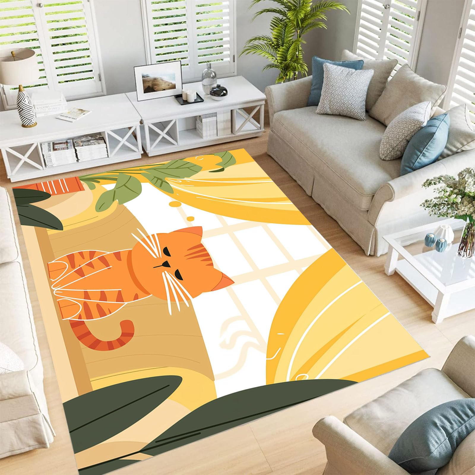 Tapis chat orange pour chambre et bureau : créez un espace de travail cosy