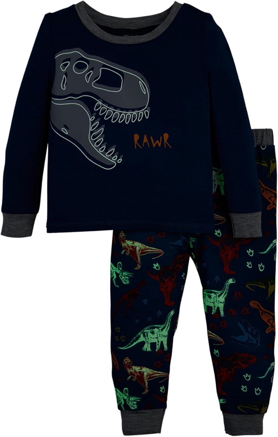 Mud Pie boys Mud Pie Children's Dino Glow Toddler Pajama Set - Image 2