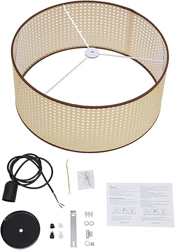 Miniatura 8 de Luces colgantes, iluminación colgante de ratán con cable ajustable de 55 pulgadas, lámpara colgante tejida a mano, lámpara de araña bohemia para