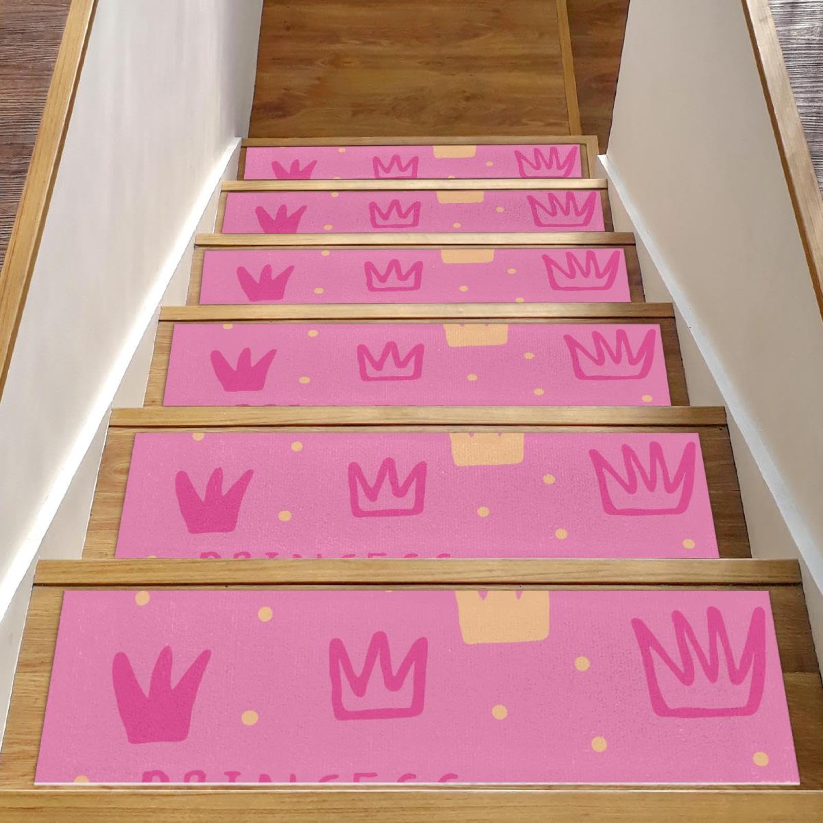 Alfombra para escaleras rosa princesa de 8x30" autoadhesiva para el hogar