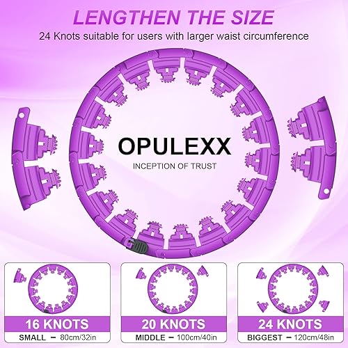 Miniatura 2 de Smart Weighted Fit Hoop for Adults Weight Loss, OPULEXX 24 Sections Detachable Knots, 2 in 1 Adomen Fitness Massage, Suitable for Adults, Women, Men