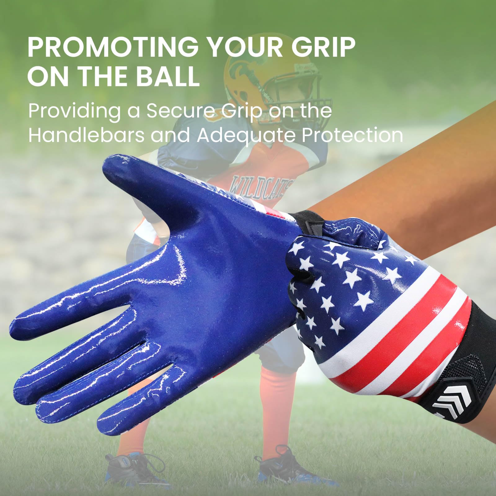 XJBTBA Guantes de fútbol Americano para jóvenes, Ultra adherentes, Antideslizantes, receptores de Palma, Guantes de Rugby para niños y niñas, protección elástica Flexible, Impermeable, Ajuste