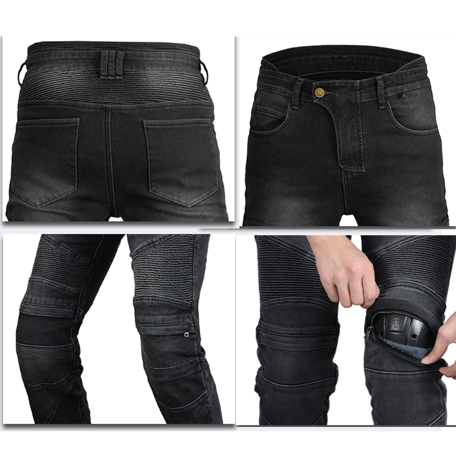 OFzimTo Men's Motorcycle Trousers, Elastic Bicycle Jeans, Mountain Bike Protection Pants, Riding, Ski Sportswear, Multi-Color Optional Suitable For - View #14