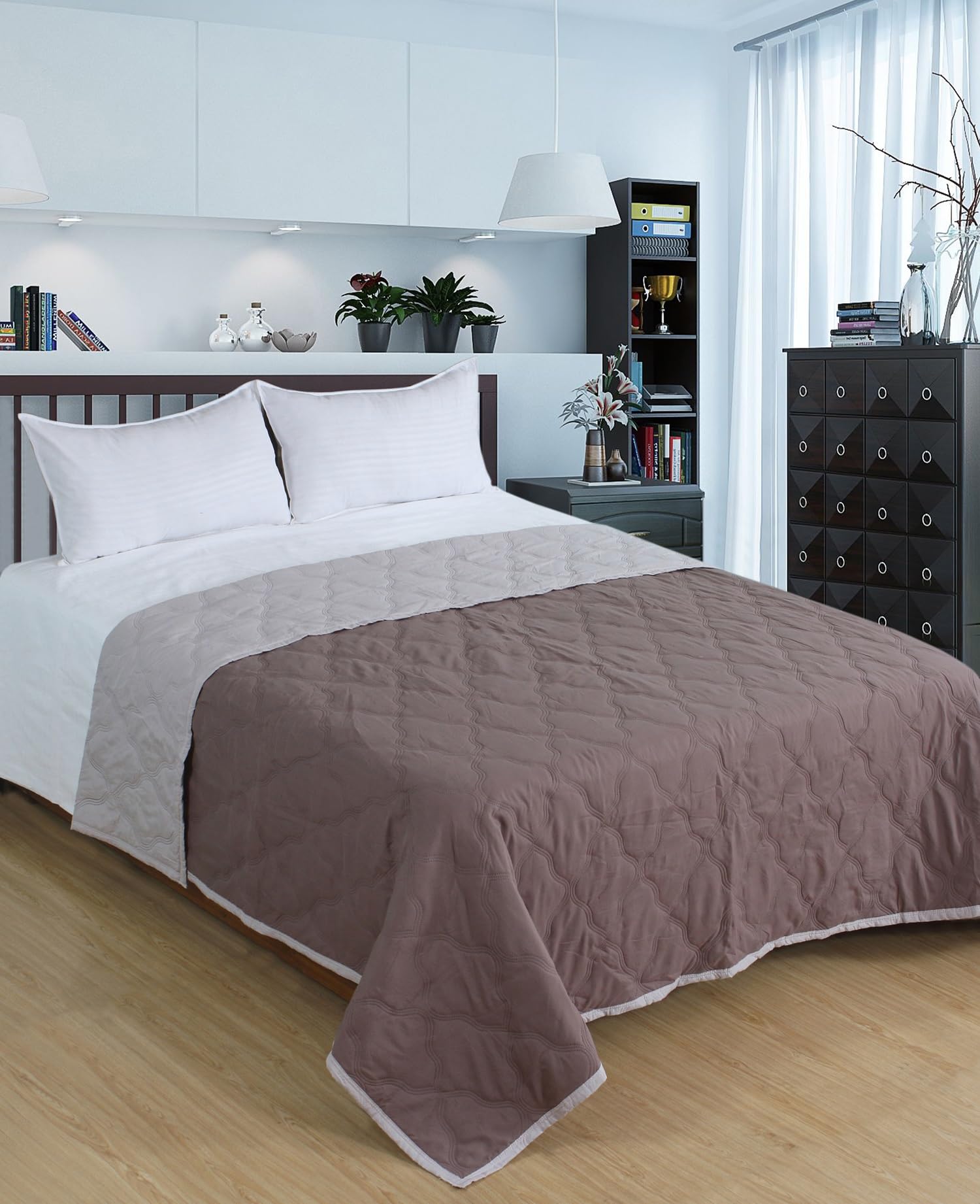 Nendle Micorfibre 220gsm Solid Light Weight All Season Three Layered Reversible AC Comforter Double Bed Cotton Perfect for a Couple|Quilt for Double Bed (Dark Brown) (B0D2ZXYVJ5) Amazon Price History, Amazon Price Tracker
