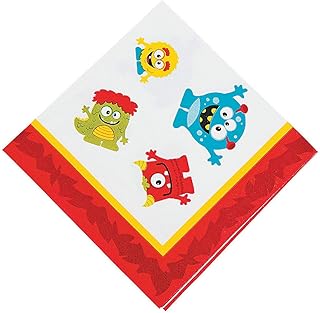 Fun Express - Mini Monster Beverage Napkin (16pc) - Party Supplies - Print Tableware - Print Napkins - 16 Pieces