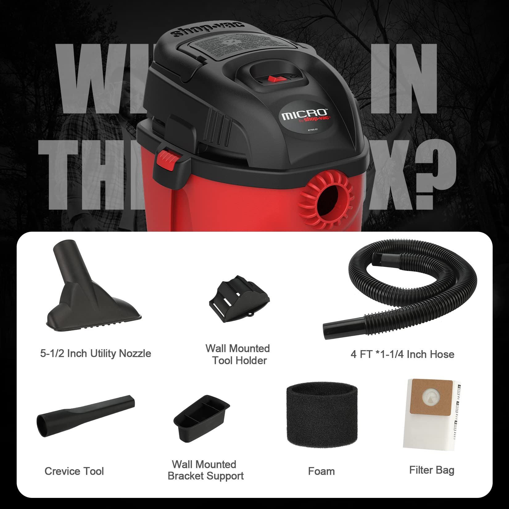 Buy ShopVac Micro Wet/Dry Vac, Portable 1 Gallon 1.0 Peak Shop Vacuum