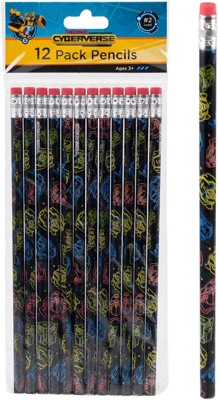 Transformers Birthday Party Supplies Bundle Pack includes 24Tattoos, 12Pencils, 1 Dinosaur Sticker sheet