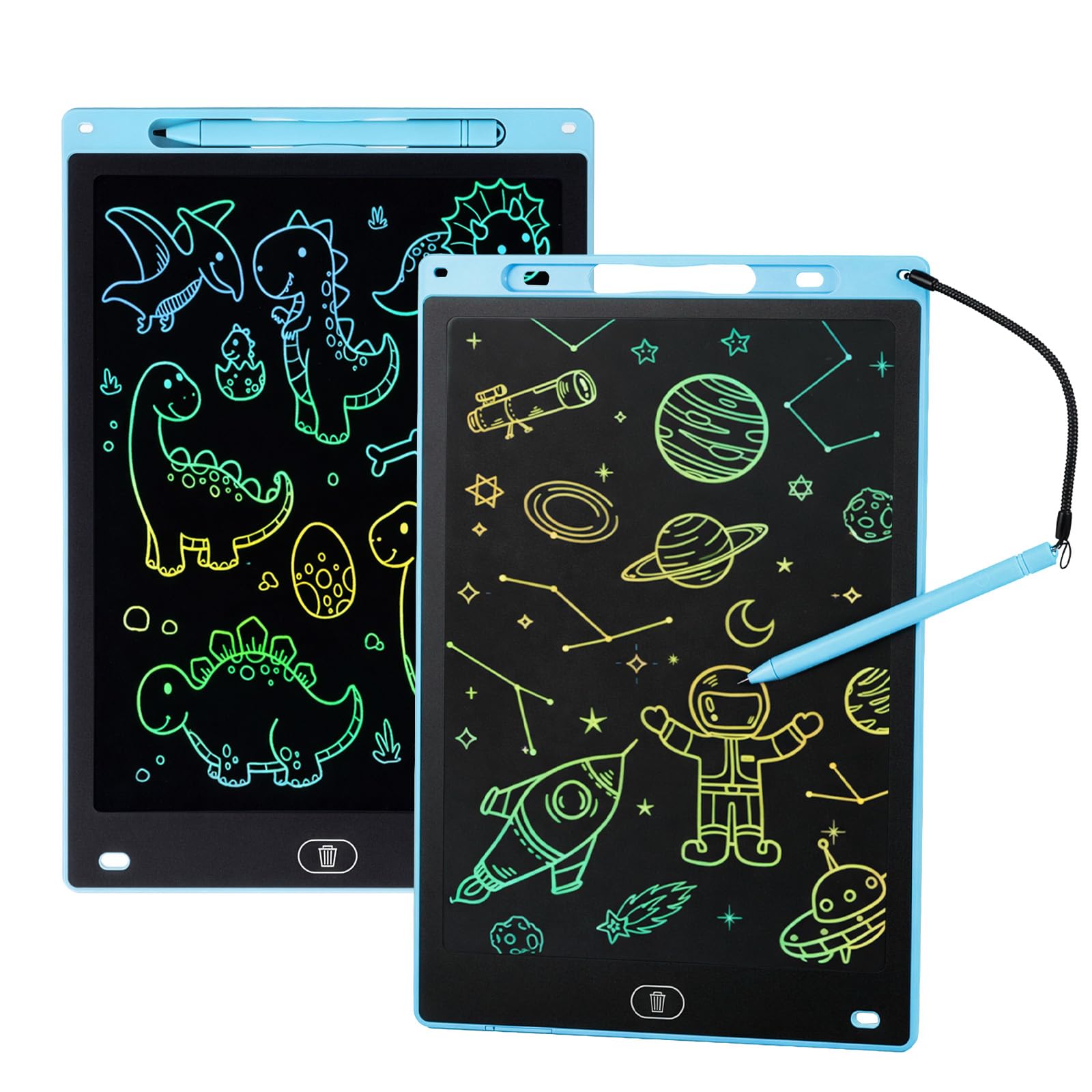 FERNVALE 2pack12inch LCD Writing Tablet for Kids, Colorful Reusable Doodle Board with One Click Erase, Pressure Sensitive Drawing Tablet with Stylus (Blue)