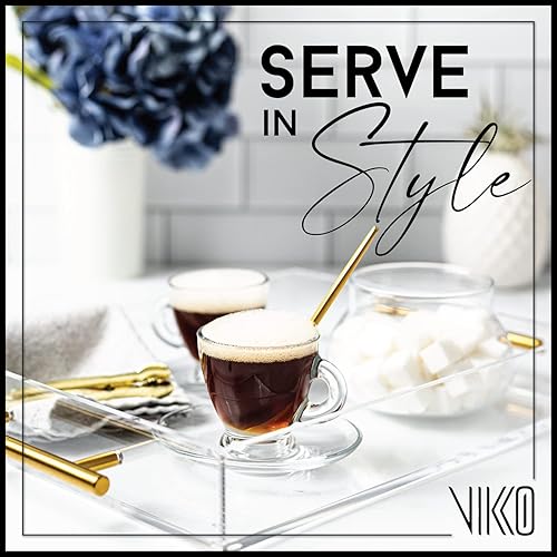 Miniatura 2 de Vikko Tazas de café de 3.25 onzas, juego de 4 tazas de café de vidrio transparente, duraderas y aptas para lavavajillas, para café o té