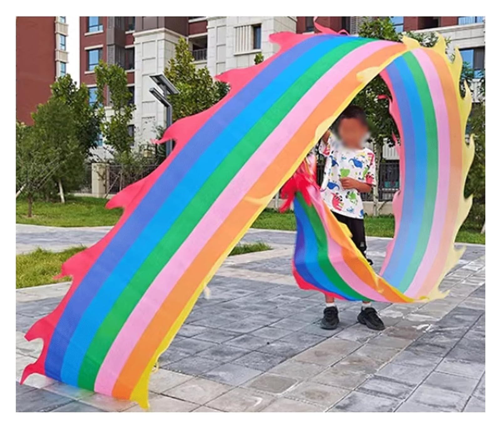 Fitness Dragon Streamer, Fitness na świeżym powietrzu Taniec smoka, Chińska głowa smoka Rekwizyty do tańca smoka Program występów szkolnych Narzędzia Fitness Dragon Belt Pomyślna chmura(Colorful,3Mete