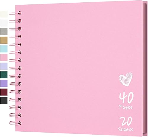 Vista 33 de Álbum de recortes de 8 x 8 pulgadas, álbum de recortes de papel kraft de tapa dura, álbumes de fotos, 40 páginas, perfecto para fotos de 4 x 6 / 5 x