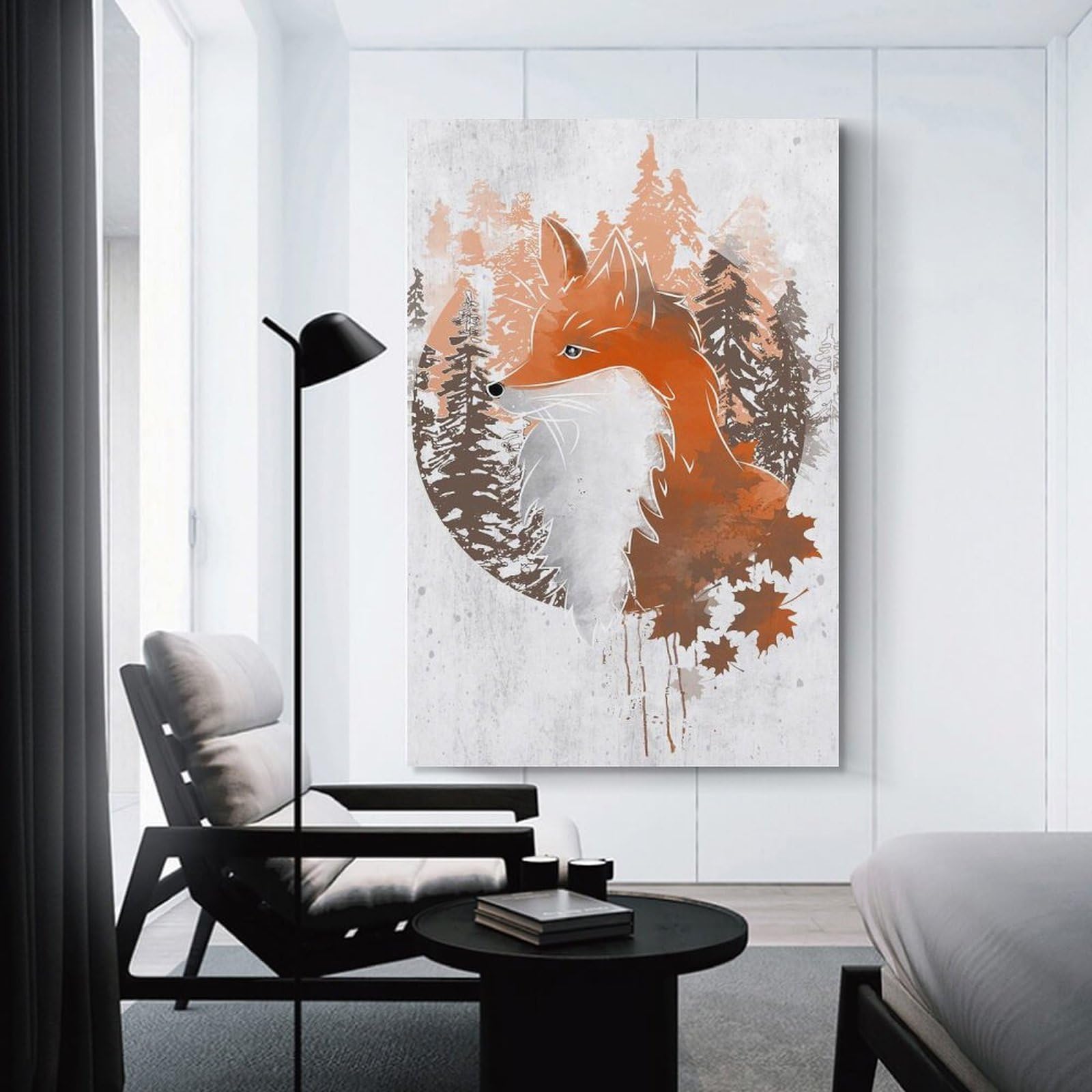 Junmoney Orange Fox Canvas Art Print, 24x36inch(60x90cm), for Wall Displays, Bedrooms Or Room Updates, Home Wall Art for Statement Displays