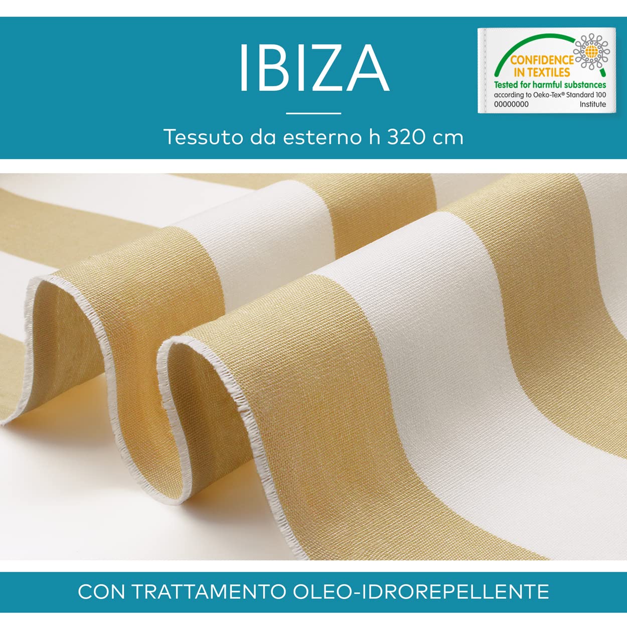 DESHOME Ibiza - Tela al metro para exterior, 320 cm de altura, impermeable, tela impermeable al agua, para tapicería, sofá, cojines, sillas, tumbonas, toldos, color verde