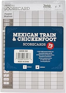Mexican Train and Chickenfoot Dominoes Scorecards (75-pack) - Professional Style Tear Away Paper Scorecards - Organize and Improve Your Scorekeeping - Board Game Tile Dominos Accessories Scorecard