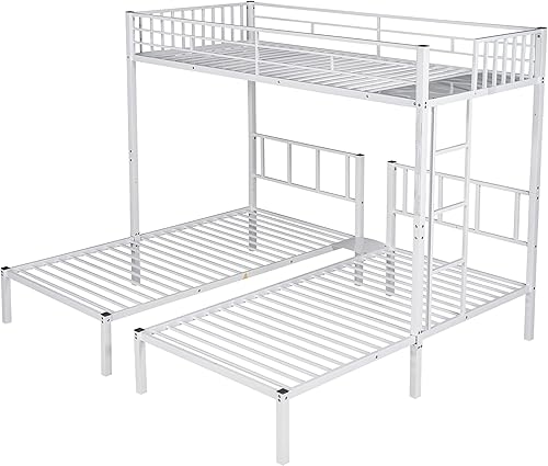 Miniatura 8 de ERDAYE Litera de metal triple individual que se puede separar en 3 camas de tamaño individual para niños adolescentes dormitorio muebles de